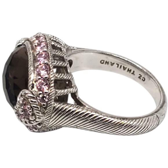 Judith Ripka Sterling Silver Smoky Quartz Pink CZ Ring Size 7 #21077 - Picture 3 of 9